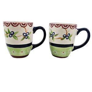 Pfaltzgraff SOMMERSBY Hand Painted Ceramic Coffee Tea Mugs Cups – Set of 2